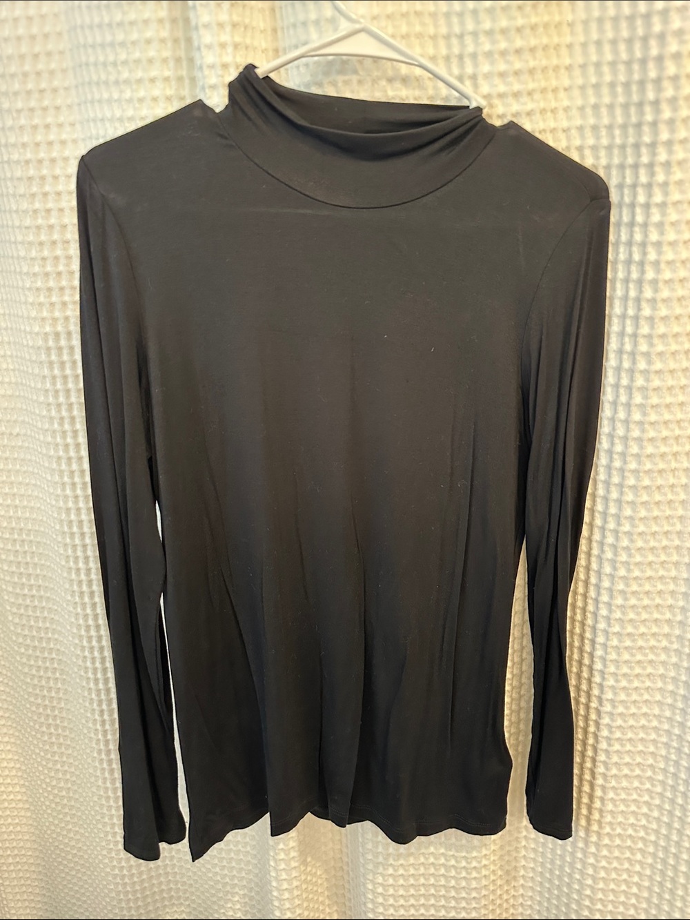 Tahari Black Long-Sleeve Mock Neck Top